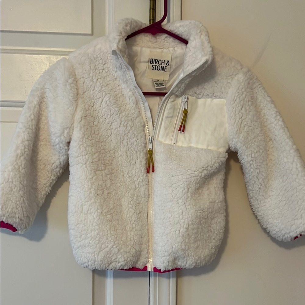NWOT Birch & Stone White Sherpa Full Zip Jacket SIZE 5 kids